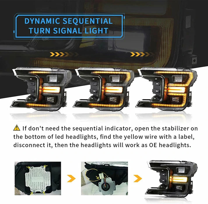 VLAND Full LED Headlights and Tail Lights For Ford F150 2018-2020