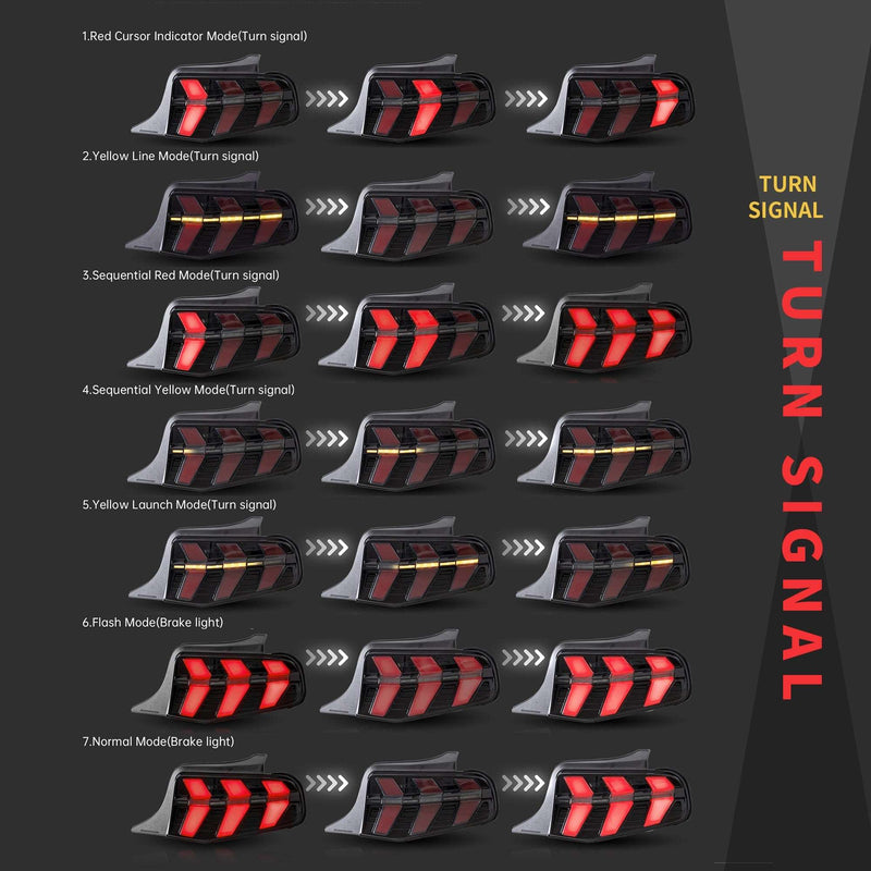 VLAND Full LED Headlights & 7-Modes Switchable Full LED Taillights for Ford Mustang 2010-2012 5th Gen