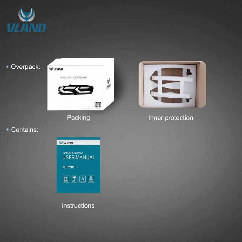 VLAND LED Headlights & Tail Lights For Chevrolet Chevy Camaro SS 1SS 2SS 2019-2024