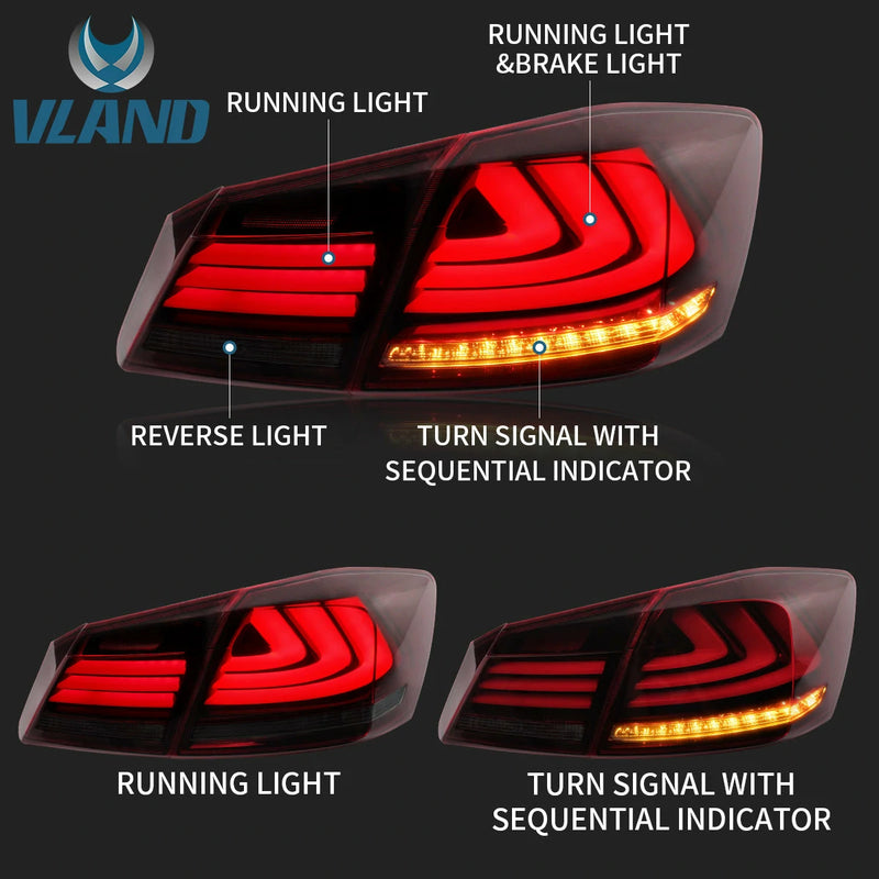 VLAND Full LED Tail lights For Honda Accord 9th 2013-2015 (US Models)