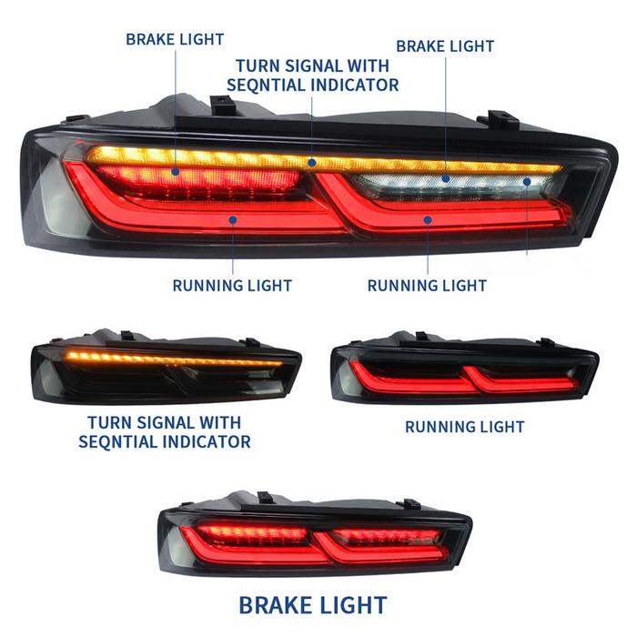 Feux arrière VLAND Full LED pour Chevrolet Camaro 2016-2018 (convient aux modèles européens)