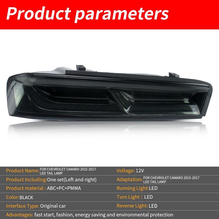 Feux arrière VLAND Full LED pour Chevrolet Camaro 2016-2018 (convient aux modèles européens)