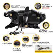 VLAND LED Headlights & Amber Turn Tail Lights For Toyota Tacoma 2016-2023