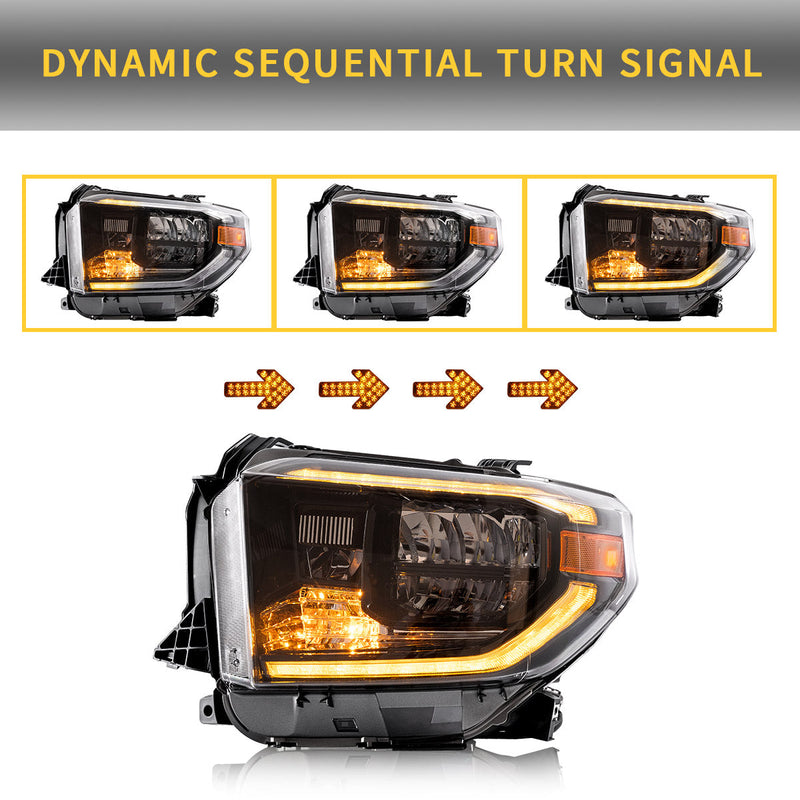 VLAND LED Headlights + Smoked LED Tail Lights For Toyota Tundra 2014-2021