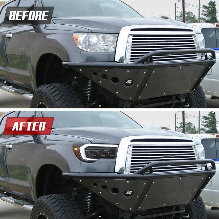 VLAND LED Projector Headlights + Smoked LED Tail Lights For Toyota Tundra 2007-2013