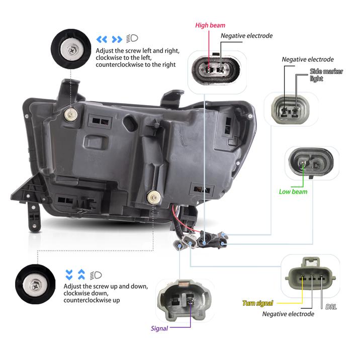 VLAND LED Projector Headlights + Smoked LED Tail Lights For Toyota Tundra 2007-2013