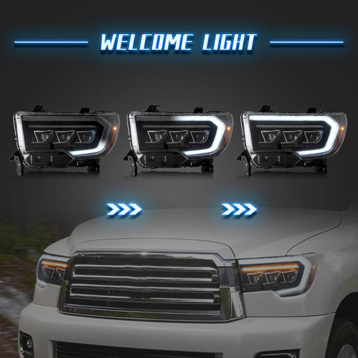 VLAND LED Projector Headlights + Smoked LED Tail Lights For Toyota Tundra 2007-2013