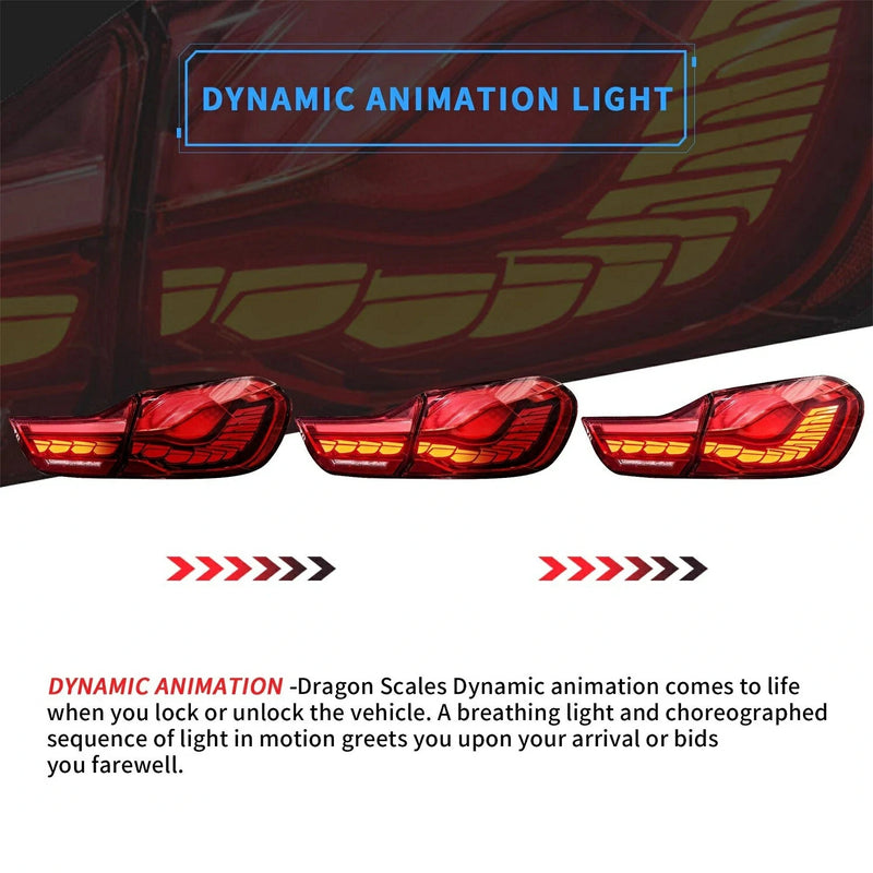 VLAND LED Red Clear Tail Lights Compatible with BMW M4(F82 F83) 4-Series (F32 F33 F36) 2014-2020