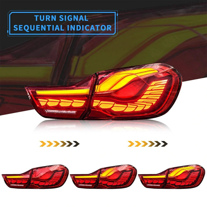 VLAND LED Red Clear Tail Lights Compatible with BMW M4(F82 F83) 4-Series (F32 F33 F36) 2014-2020