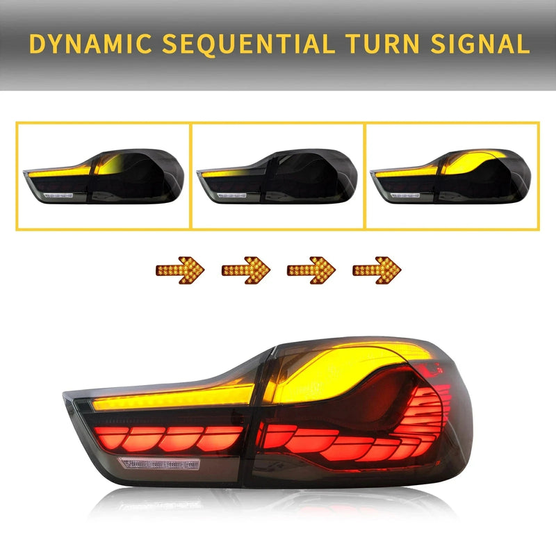 VLAND LED Smoked Clear Tail Lights Compatible with BMW M4(F82 F83) 4-Series (F32 F33 F36) 2014-2020