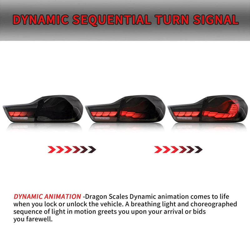 VLAND LED Smoked Clear Tail Lights Compatible with BMW M4(F82 F83) 4-Series (F32 F33 F36) 2014-2020