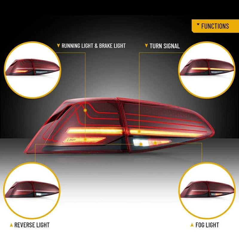 VLAND LED Tail Lights For 2015-17 Volkswagen VW Golf7 MK7 MK7.5 Latest Style w/Sequential Indicator