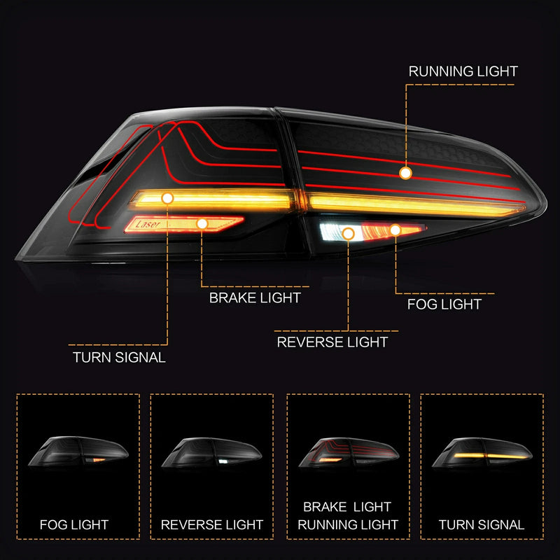 VLAND LED Tail Lights For 2015-17 Volkswagen VW Golf7 MK7 MK7.5 Latest Style w/Sequential Indicator