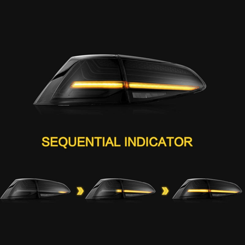 VLAND LED Tail Lights For 2015-17 Volkswagen VW Golf7 MK7 MK7.5 Latest Style w/Sequential Indicator
