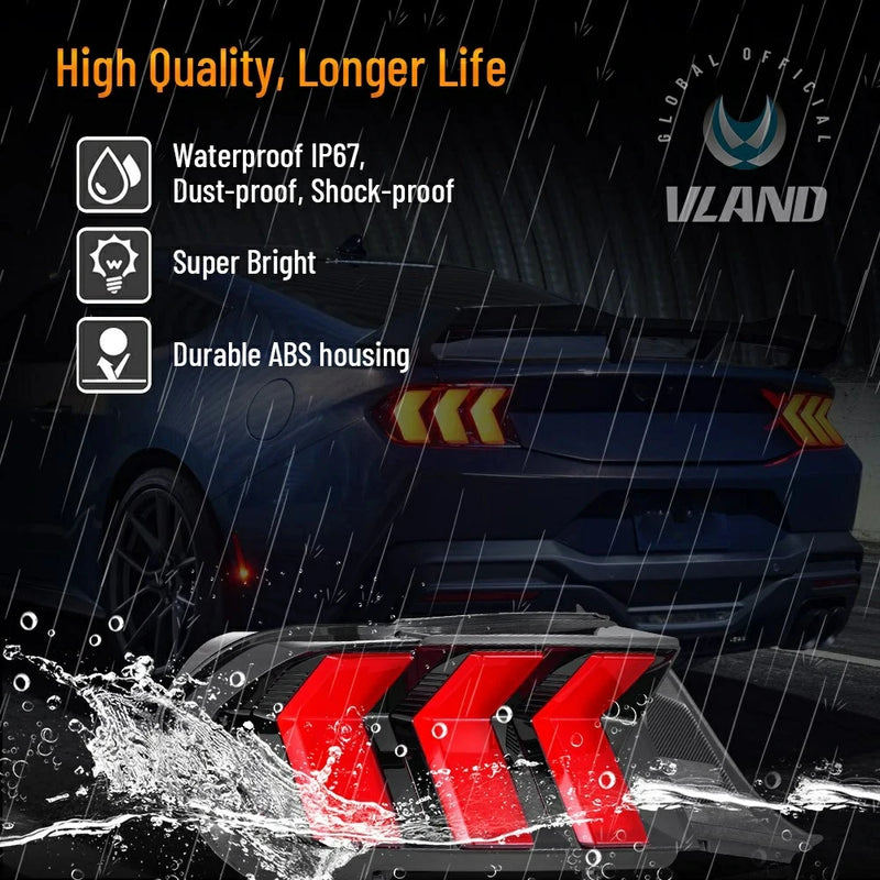 VLAND LED Tail Lights for Ford Mustang 2024-2026 S650 7th Gen [US Model]
