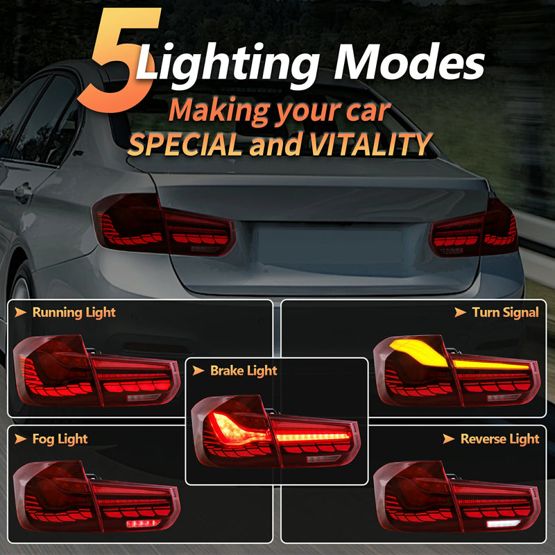 VLAND OLED Red Tail Lights for BMW 3-Series F30 F35 F80 6th Gen Sedan 2012-2019