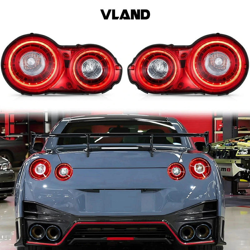 VLAND Red LED Tail Lights Fit For 2009-2024 Nissan GTR R35