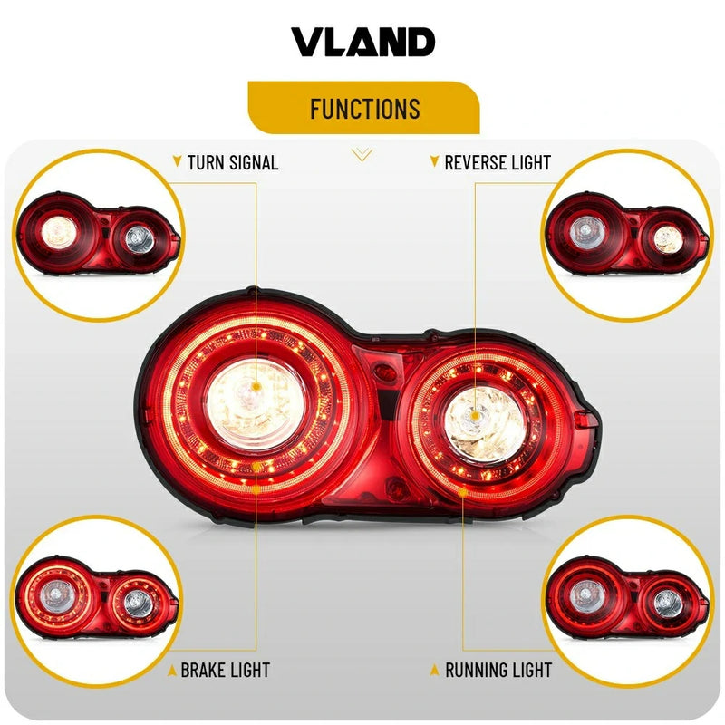 VLAND Red LED Tail Lights Fit For 2009-2024 Nissan GTR R35