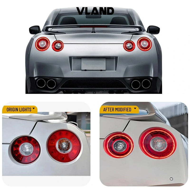VLAND LED Headlights and Red Tail Lights FOR 08-23 NISSAN GT-R R35