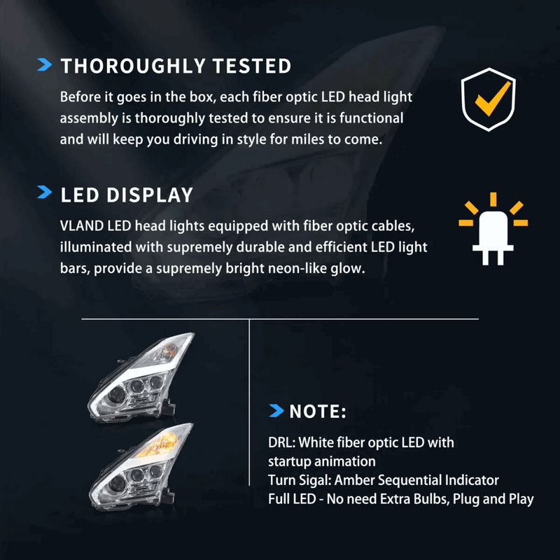 Vland LED Headlights For 08-23 Nissan GT-R R35