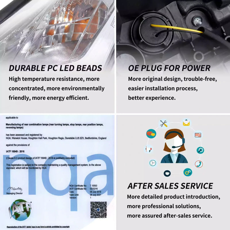 VLAND LED Headlights and Red Tail Lights FOR 08-23 NISSAN GT-R R35