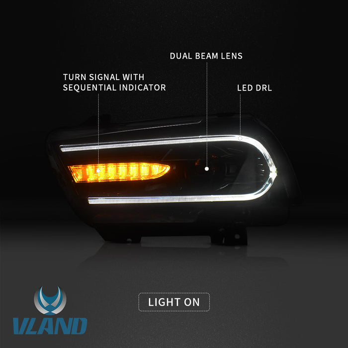 Vland Dual Beam Projector RGB Headlights For Dodge Charger 2011-2014 VLAND Factory