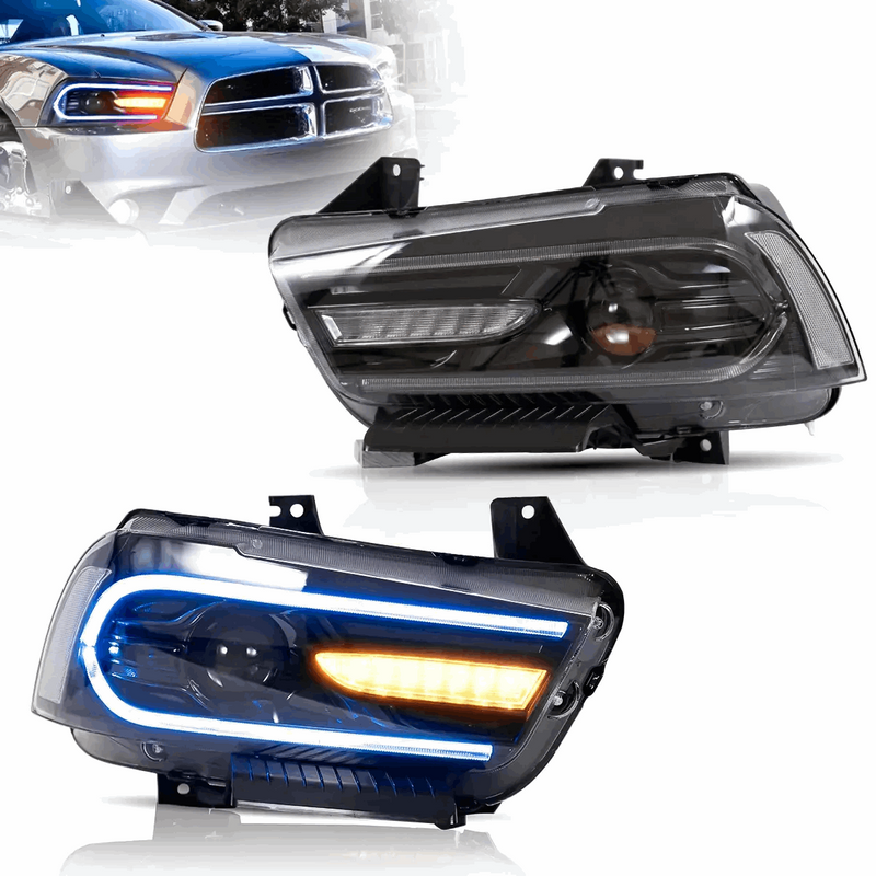 Vland Dual Beam Projector RGB Headlights For Dodge Charger 2011-2014 VLAND Factory