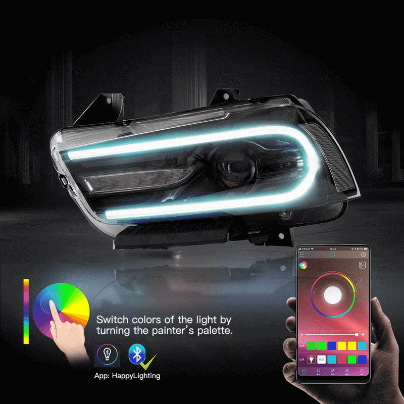 Vland Dual Beam Projector RGB Headlights For Dodge Charger 2011-2014 VLAND Factory