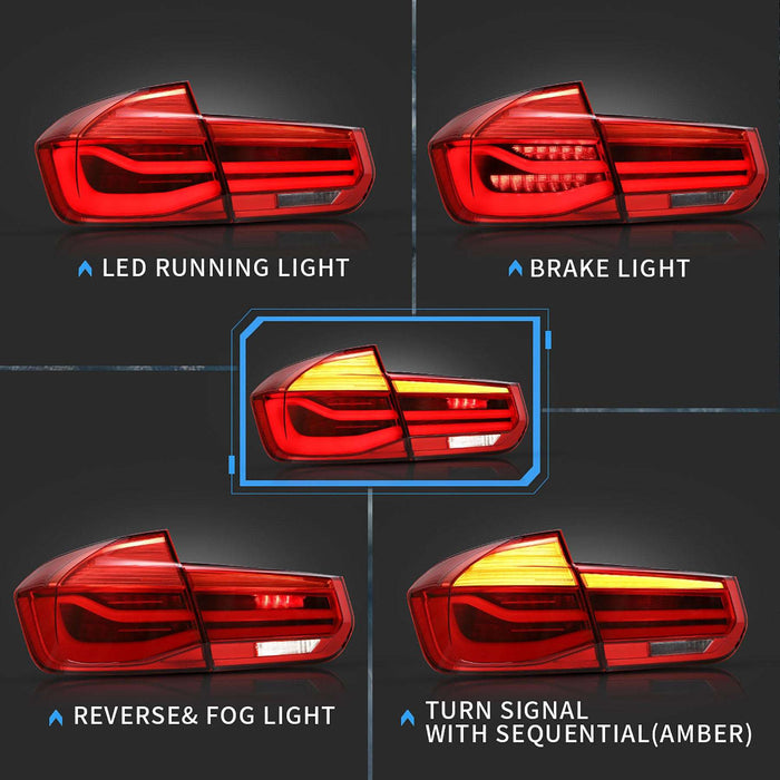 Vland Full LED Tail Lights For BMW 3-Series F30 F35 2012-2018 Turn Signal with Sequential Indicator（Only One Side） VLAND Factory