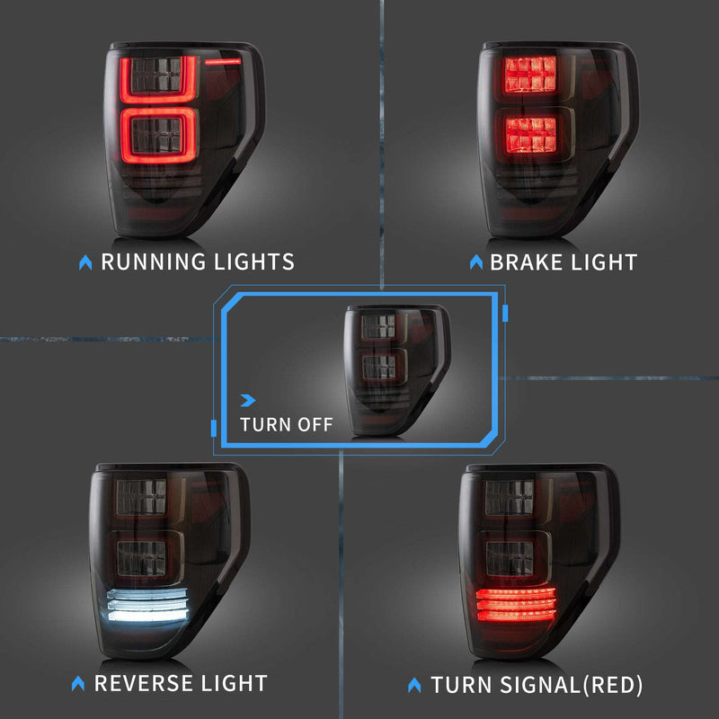 Vland Full LED Tail Lights For Ford F150 2009-2014 with Sequential Indicator VLAND Factory