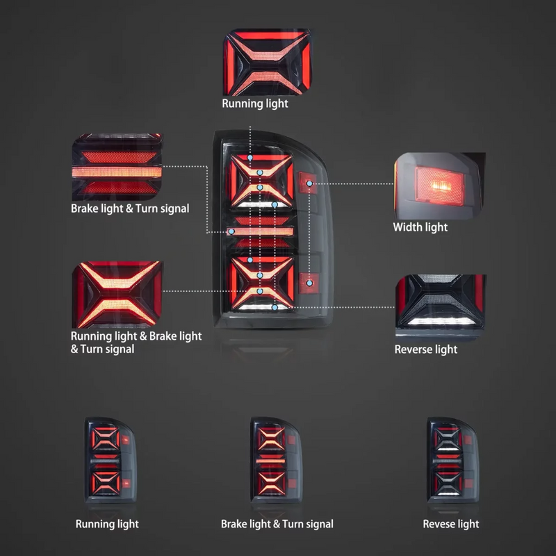 Vland Full LED Tail Lights III for GMC Sierra 1500 2500HD 3500HD 2014-2018 4th Gen. With Dynamic Lighting VLAND Factory