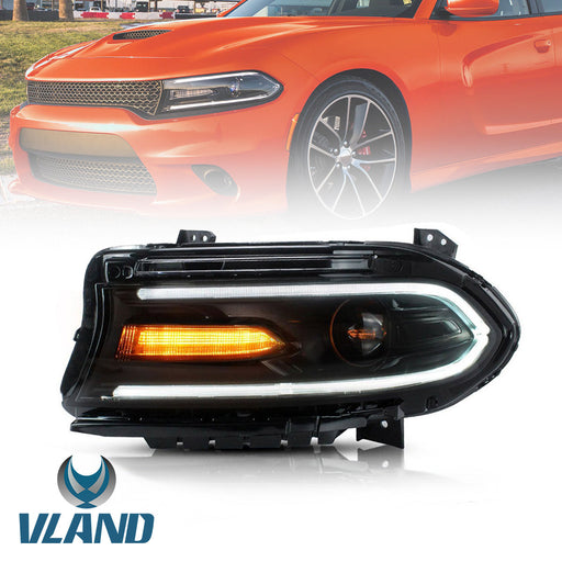 Vland LED Dual Beam Projector Headlights For Dodge Charger 2015-2021 7th Gen Facelift (Seventh generation, LD) (Only One Side) VLAND Factory