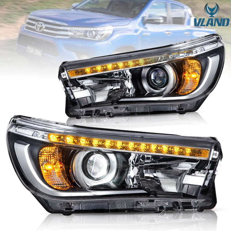 Vland LED Headlights For Toyota Hilux / Revo 2015-UP 8th Gen (Eighth generation. AN110, AN120, AN130) VLAND Factory
