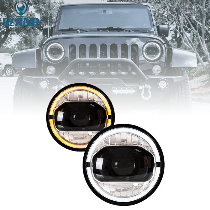 Vland LED Projector Headlights For Jeep Wrangler 2007-2017 Dual Beam (DRL Integrated w/ Turn Signals) VLAND Factory