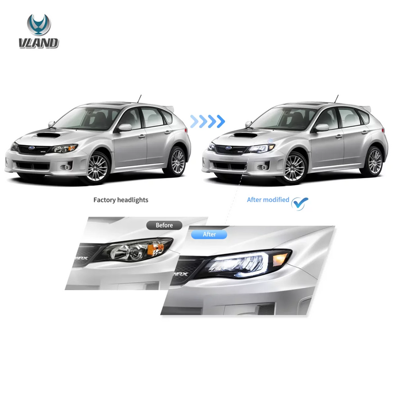 Vland LED Reflection Bowl HeadLights For Subaru Impreza WRX Sti 2008-2011 3rd Gen (GE/GV/GH/GR) VLAND Factory