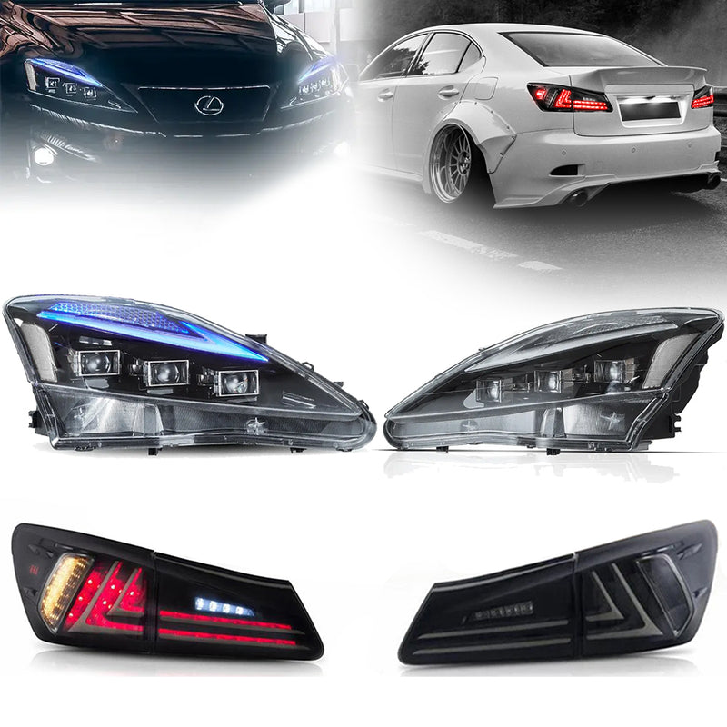 Vland Matrix Projector Headlights + Taillights For Lexus IS250/IS350/IS200d 2006-2012 & ISF(XE20) 2008-2014 VLAND Factory