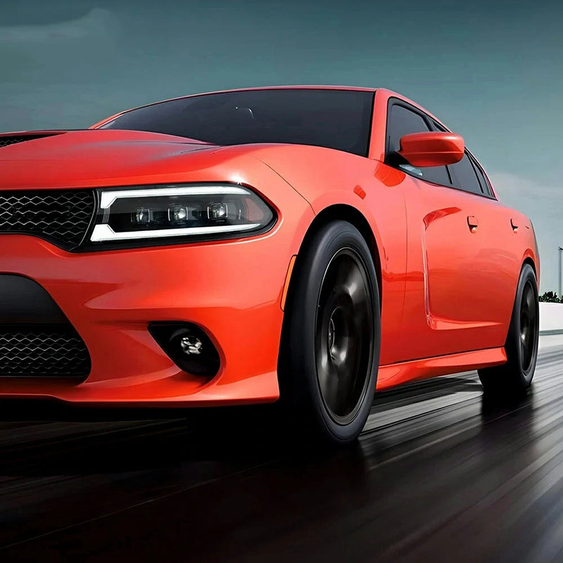 Vland Full LED 3 Projectors Dual Beam Lens Headlights For Dodge Charger 2015-2021 7th Gen Facelift (Seventh generation, LD) Amber / White DRL