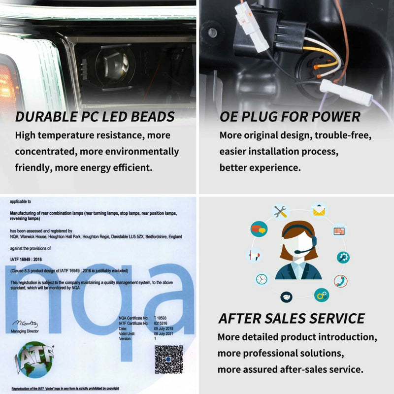 Vland Full LED Dual Beam Headlights for 2021-2024 Ford F150 With Amber/White DRL Options