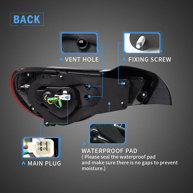 VLAND Full LED Dual Beam Headlights + LED Tail Lights for Toyota 86 2012-2020, Subaru BRZ 2013-2019 and Scion FR-S 2013-2016 1st Gen (First generation ZN6/ZC6) w/ sequential Turn Signal