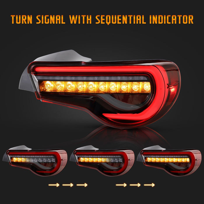 VLAND Full LED Dual Beam Headlights + LED Tail Lights for Toyota 86 2012-2020, Subaru BRZ 2013-2019 and Scion FR-S 2013-2016 1st Gen (First generation ZN6/ZC6) w/ sequential Turn Signal