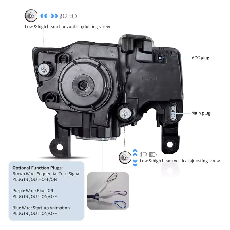 VLAND LED Dual Beam Projector Headlights for Jeep Grand Cherokee WK2 2014-2021 4th Gen (Fourth Generation WK2)