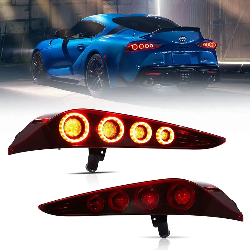 VLAND Full LED Tail Lights for Toyota GR Supra 2019-Present 5th Gen (Fifth Generation, Model Code J29/DB A90/A91) Heritage Edition Style Amber Turn Signal