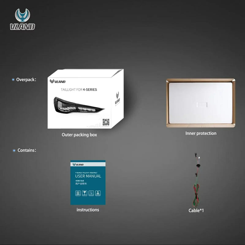 VLAND LED Tail Lights For BMW 4-Series G22 G23 G26 G82 G83 2020-2024