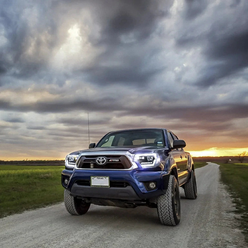 VLAND Full LED Dual Beam Headlights for Toyota Tacoma 2012-2015 2nd Gen w/ Sequential Indicator Startup Animation