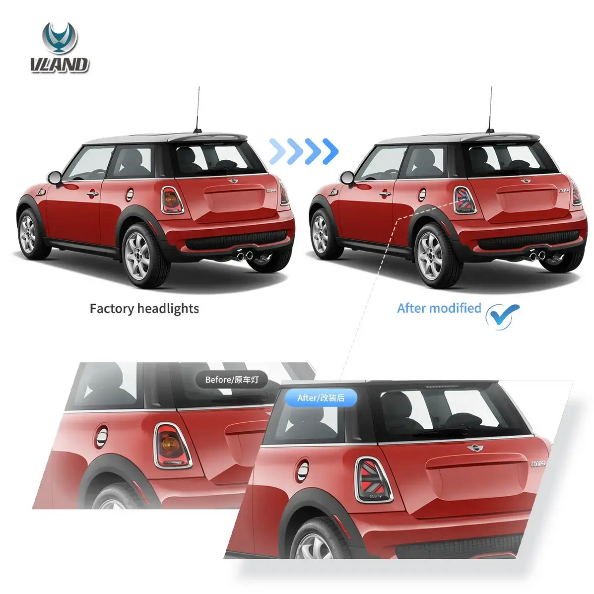 Vland LED Tail Lights For Mini Cooper R-Series 2007-2013 with sequenti ...