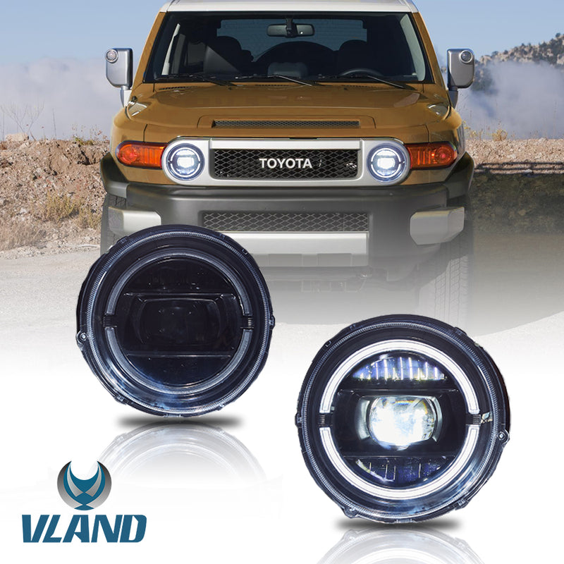VLAND Full LED Dual Beam Headlights / Sequential DRL Side Lamps for Toyota FJ Cruiser 2007-2023