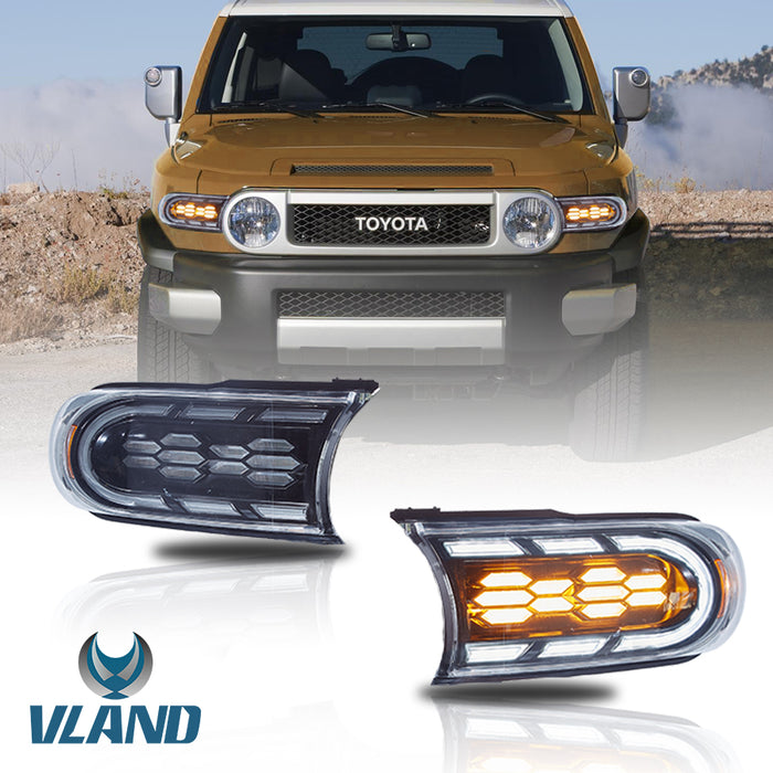 VLAND Full LED Dual Beam Headlights / Sequential DRL Side Lamps for Toyota FJ Cruiser 2007-2023