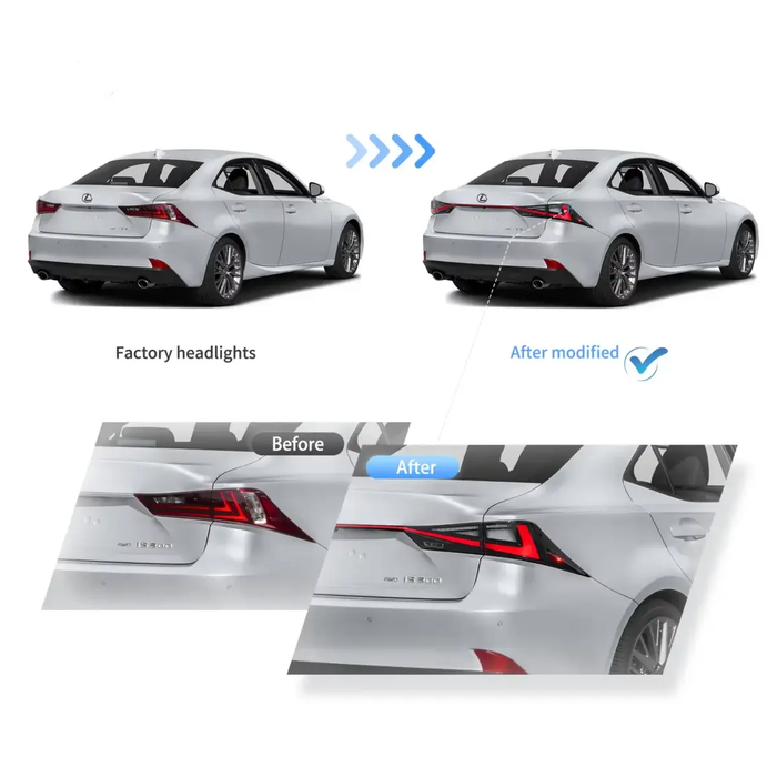 VLAND LED Taillights for Lexus IS 250 200t 300h 350 F Sport 2014-2020 3th Gen w/ Startup Animation Sequential Turns