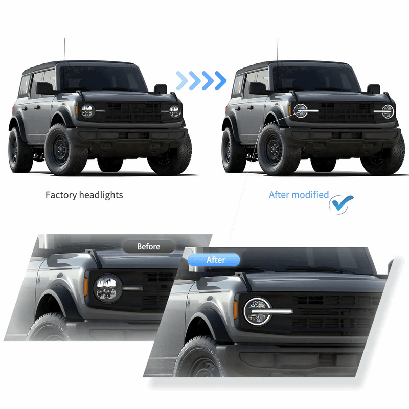 VLAND Full LED Headlights for Ford Bronco 2021-2023 6th Gen (U725)