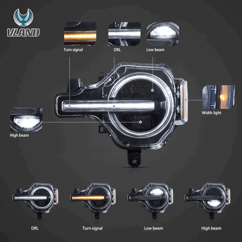 VLAND Full LED Headlights for Ford Bronco 2021-2023 6th Gen (U725)